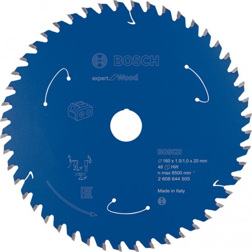 BOSCH Kreissägeblatt für Akk Expert for Wood 160x20x1,5/1x48T 2608644505