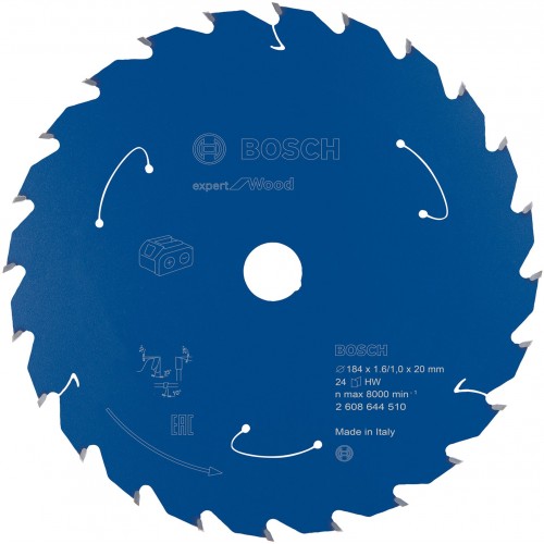 BOSCH Kreissägeblatt für Akk Expert for Wood 184x20x1,6/1x24T 2608644510