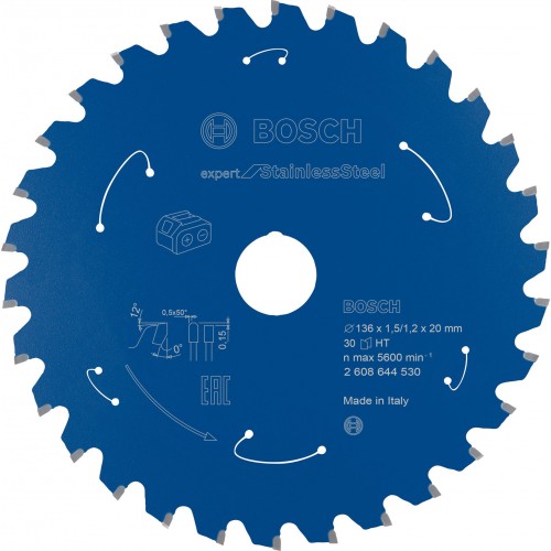 BOSCH Kreissägeblatt für Akkusägen Expert for Stainless Steel 136x1,5/1x20 T24 2608644530