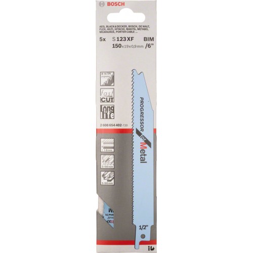 BOSCH S 123 XF Progressor for Metal Säbelsägeblatt 5 Stck 2608654402 BOSCH S 123 XF Progressor for Metal Säbelsägeblatt 5 Stck 2608654402