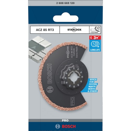 BOSCH PRO ACZ 85 RT3 Blatt für Multifunktionswerkzeuge, 85 x 2.5 mm 2608669120 BOSCH PRO ACZ 85 RT3 Blatt für Multifunktionswerkzeuge, 85 x 2.5 mm 2608669120