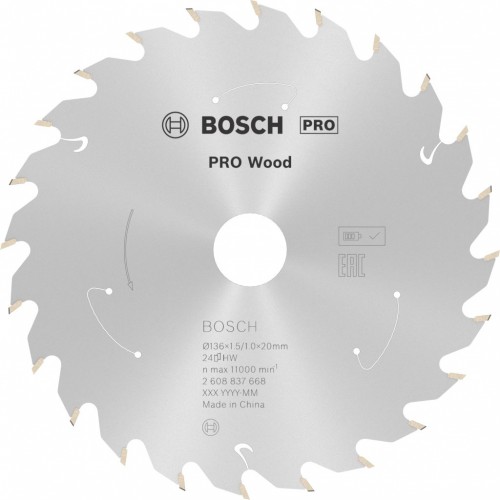 BOSCH PRO Wood cordless Kreissägeblatt, 136 x 1,5/1 x 20 T24 2608837668