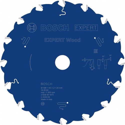 Bosch Kreissägeblatt Expert for Wood, 168 × 1,8/1,2 × 20 mm, T16 2608901874