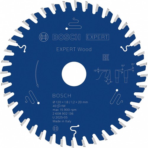 Bosch Kreissägeblatt Expert for Wood, 120 × 1,8/1,2 × 20 mm, T40 2608902136