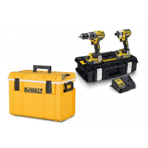 DeWALT DCK266P2C-XK Combo Drill Kit + Schlagschrauber + 2 x 5,0 Ah, Ladegerät + Kühlbox