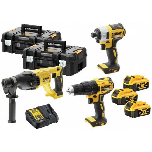 DeWALT DCK372M3T Combo Tool Kit 18 V 3 x 4,0 Ah Li-Ion XR mit Tstak II DCK372M3T-Gehäusen