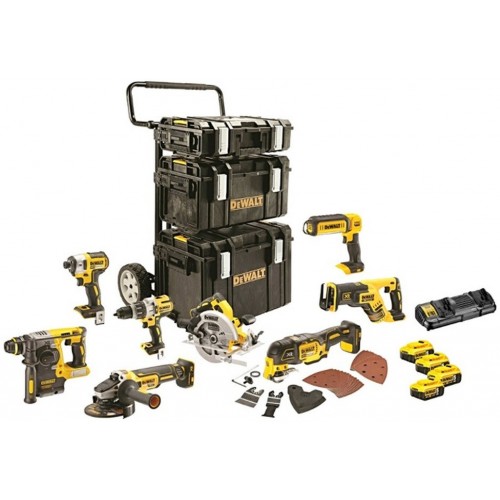 B-Ware!DeWALT 18V Akku 8er Kombopack 4x Akku 5 Ah DCK853P4-ausgepackt, Griff beschädigt