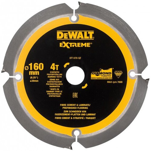 DeWALT DT1470-QZ Faserzement-Sägeblatt, 160 x 20 mm, 4Z