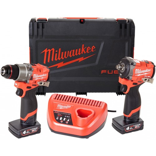 Milwaukee M12 FUEL Starter-Kit M12FPP2X2-402X: M12 FPD2-0 + FCIWF12G3 (12V / 2x 4,0Ah)