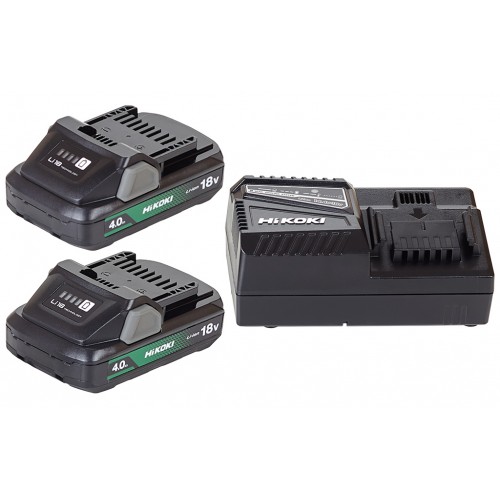 HiKOKI UC18YFSLWEZ Akku- und Ladegerät-Set (18V/2x 4,0Ah)