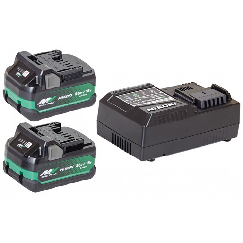 HiKOKI UC18YSL3WHZ Booster Pack 2x 18V 5.0Ah/36V 2.5Ah Akku, mit Ladegerät, Li-Ion