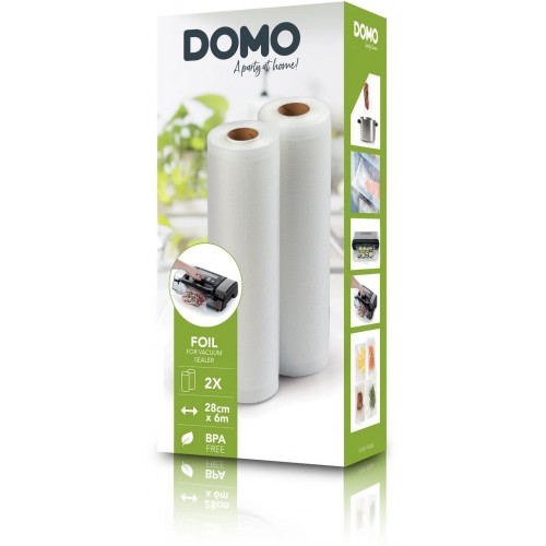 DOMO 2er Rollen Einschweißfolie für Vakuumiergeräte Folienschweißgeräte 28cm, 6 m ( 2 St)