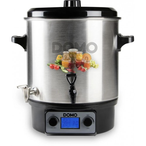 DOMO Einkochautomat, Edelstahl mit LCD - 2 Öffnungen - Edelstahlhahn (27l/2000W) DO42329PC