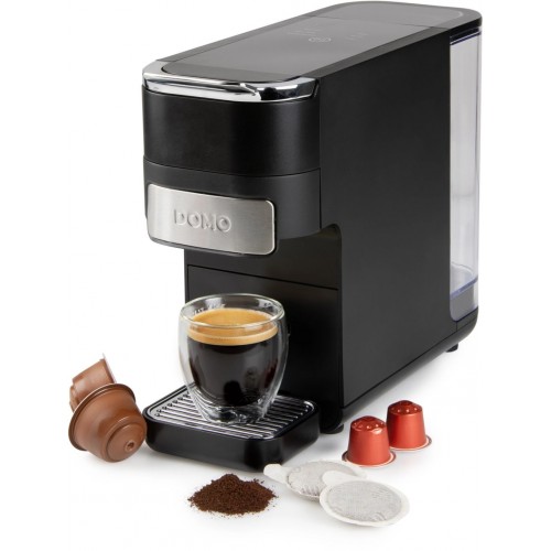 DOMO Kaffeemaschine 4-in-1 ür Pads und Kapseln – schwarz DO748K