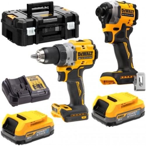 DeWALT DCK2051E2T-QW Akku-Werkzeugset (DCD800+DCF850+18V/2x1,7Ah PowerStack) Tstak