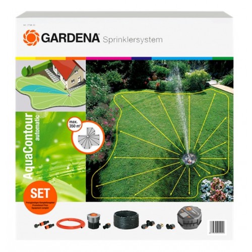GARDENA AquaContour Komplett-Set miit Vielflächen- Versenkregner 2708-20