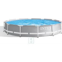 INTEX PRISM FRAME Rundpool 366 × 76 cm mit Filteranlage 12V 26712GN