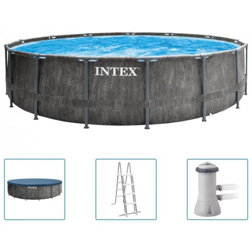 INTEX GREYWOOD PRISM FRAME PREMIUM POOLS Schwimmbad set 457 x 122 cm 26742NP