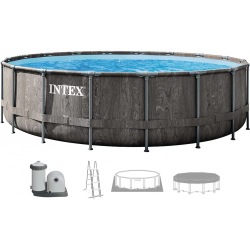 INTEX GREYWOOD PRISM FRAME Rundpool 549 × 122 cm mit Kartuschenfilteranlage 12V 26744GN INTEX GREYWOOD PRISM FRAME Rundpool 549 × 122 cm mit Kartuschenfilteranlage 12V 26744GN