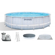 INTEX CHEVRON PRISM FRAME Rundpool 488×122 cm mit Kartuschenfilteranlage 220–240V 26746NP