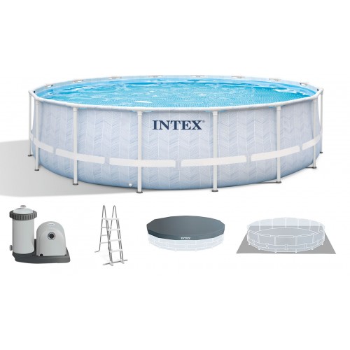 INTEX CHEVRON PRISM FRAME Rundpool 488×122 cm mit Kartuschenfilteranlage 220–240V 26746NP INTEX CHEVRON PRISM FRAME Rundpool 488×122 cm mit Kartuschenfilteranlage 220–240V 26746NP