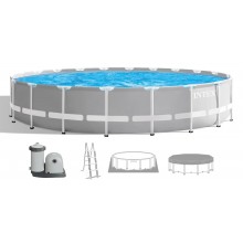 INTEX PRISM FRAME Rundpool 610 × 132 cm mit Kartuschenfilteranlage 12V 26756GN
