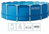 INTEX METAL FRAME Pool 457 x 122 cm mit 12-V-Filteranlage 28242GN