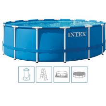 INTEX METAL FRAME Pool 457 x 122 cm mit 12-V-Filteranlage 28242GN