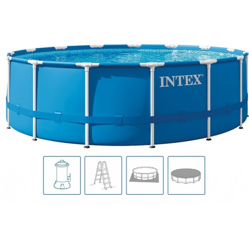 INTEX METAL FRAME Pool 457 x 122 cm mit 12-V-Filteranlage 28242GN INTEX METAL FRAME Pool 457 x 122 cm mit 12-V-Filteranlage 28242GN