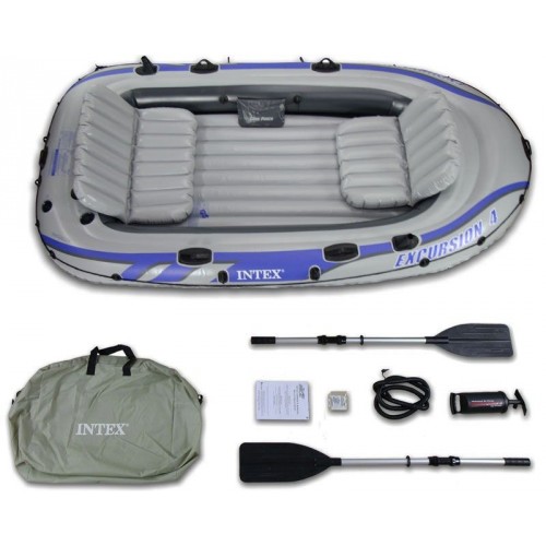 INTEX Schlauchboot Excursion 4 Ruderboot Angelboot + Pumpe Paddel 68324