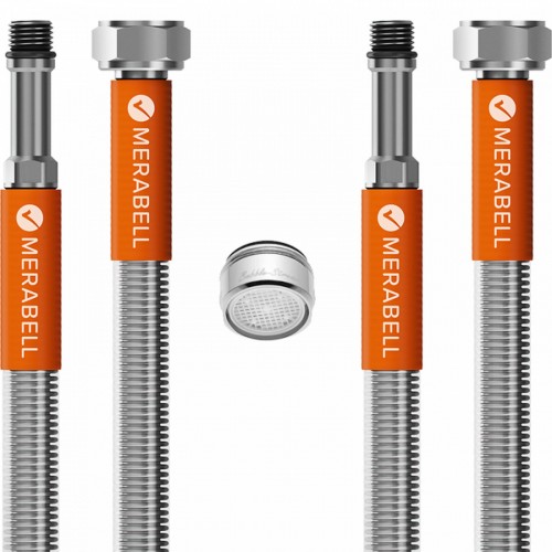 MERABELL Aqua,Schlauch für Wasserarmaturen,G3/8"-M10x1 langes Gew.2Stk.+StrahlreglerM0015