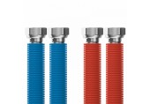 MERABELL Aqua Flexi Anschlussset G3/4"-G3/4" 30-60cm-2 Stk. Schlauch (blau, rot)M0056