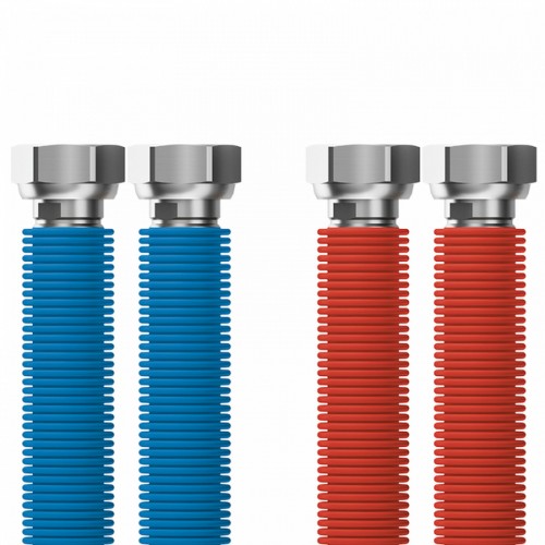 MERABELL Aqua Flexi Anschlussset G3/4"-G3/4" 30-60cm-2 Stk. Schlauch (blau, rot)M0056