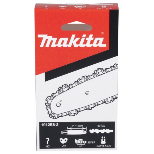 Makita 1912E8-3 Sägekette 15 cm 1,1 mm 0,325" .043" 80TXL 32 Treibglieder für DUC150 Makita 1912E8-3 Sägekette 15 cm 1,1 mm 0,325" .043" 80TXL 32 Treibglieder für DUC150