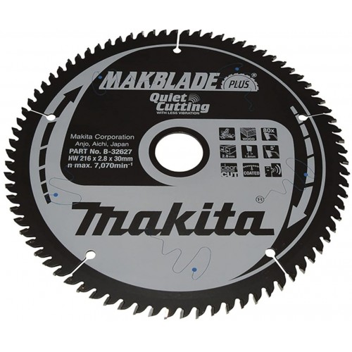 Makita B-32627 – Kreissägeblatt MAKBLADE PLUS 216 × 2,8 × 30 mm, 80 Zähne Makita B-32627 – Kreissägeblatt MAKBLADE PLUS 216 × 2,8 × 30 mm, 80 Zähne