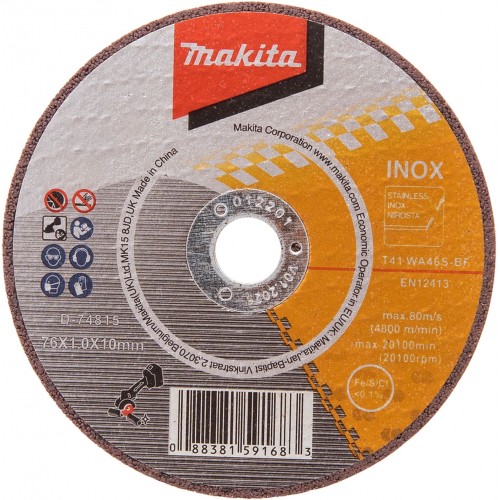 Makita D-74815-5 Trennscheibe INOX 76x1,0x10mm 5Stk. Makita D-74815-5 Trennscheibe INOX 76x1,0x10mm 5Stk.