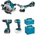 Makita DLX4154TJ Akku Multitool-Set DHP484+DGA513+DHS661+DML815+(2x18V/2x5,0Ah)+(2x MP)