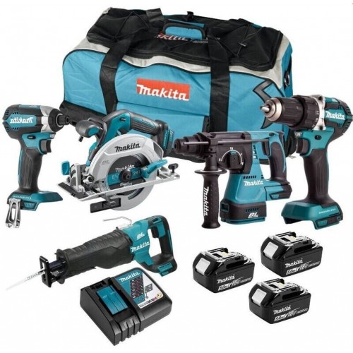 Makita DLX5032T Akku-Set 18V DDF484, DTD153, DHS680, DJR187, DHR242, DC18RC, 3 x BL1850B