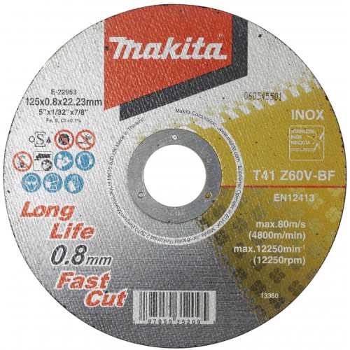 Makita E-22953 Trennscheibe INOX 125x0,8 mm Makita E-22953 Trennscheibe INOX 125x0,8 mm