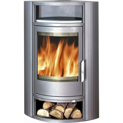 ABX POLAR 4656-6-III W ecke-formig, Holz-Kaminofen, schwarz + Öfchen Speckstein 4656-6C