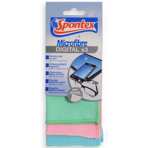 Spontex Microfibre Digital, 3er Pack - Handliche Mikrofasertücher (15 x 15 cm.)