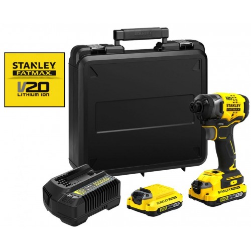 Stanley SFMCF820D2K FatMax V20 Schlagschrauber Bürstenlos 1/4" (18V/2x2,0Ah), Koffer