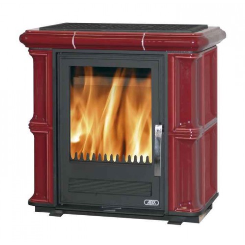 ABX BAVARIA L, Kachelofen mit Gusseisen Einsatz, bordeaux, ohne Sockel 4634-7 BOBS