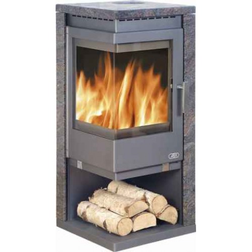 ABX ADMIRAL E-II, Kaminofen, gebrochenes Glas, grau+Granit paradiso 4670-7P