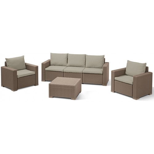 ALLIBERT CALIFORNIA 3 SEATER Lounge Set, cappuccino/sand 17198931