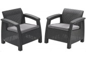 ALLIBERT CORFU DUO SET Sessel 2 St., 75 x 70 x 79cm, graphit/grau 17197993
