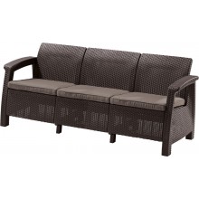 ALLIBERT CORFU LOVE SEAT MAX 3-Sitzer Sofa, 182 x 70 x 79cm, braun/grau-beige 17197959