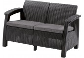 ALLIBERT CORFU LOVE SEAT 2-Sitzer Sofa, 128 x 70 x 79cm, graphit/grau 17197359