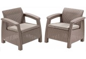 ALLIBERT CORFU DUO SET Sessel 2 St., 75 x 70 x 79cm, cappuccino/sand 17197993