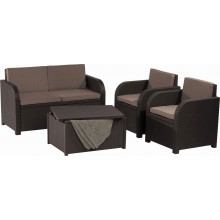 ALLIBERT MODENA Lounge-Set + Aufbewahrungstisch, braun/grau-beige 17200463